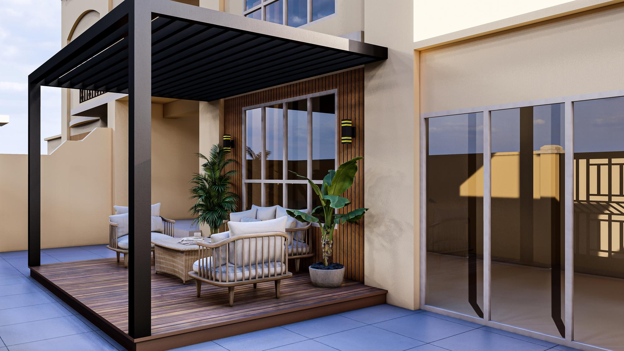 Pergola aluminium élégante – Alpha Menuiseries Pergola aluminium design installée par Alpha Menuiseries, offrant confort, esthétisme et protection solaire sur une terrasse moderne.